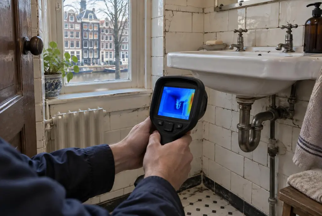 Lekdetectie Maarssen – badkamer met oude leidingen achter de tegels