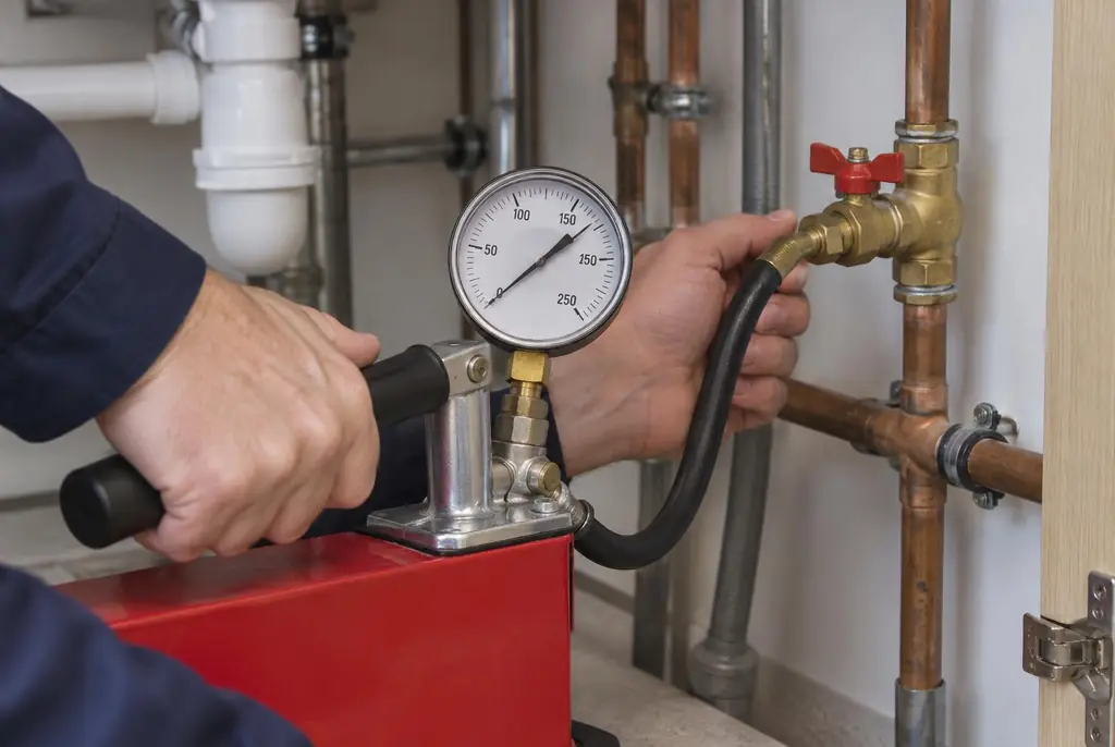Lekdetectie Maarssen – druktest op een waterleiding met een manometer