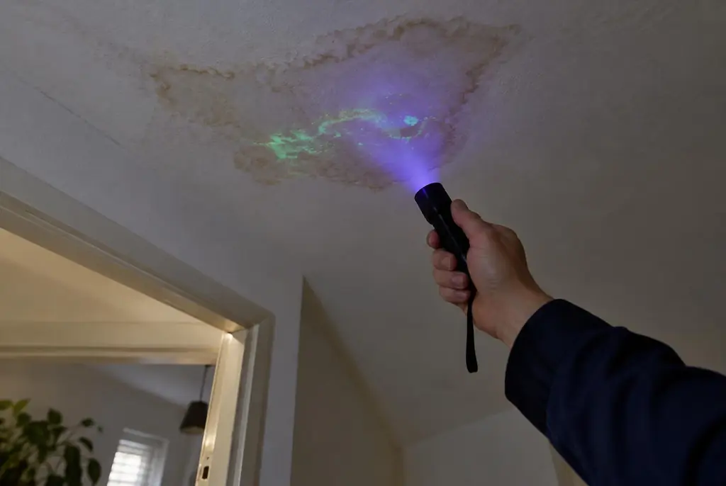 Lekdetectie Maarssen – kleurstof controleren op het plafond met uv-licht