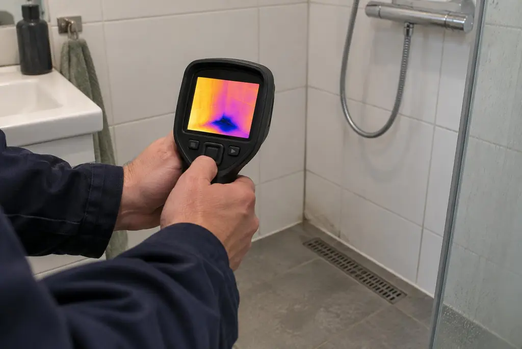 Lekdetectie Maarssen – lekdetectiespecialist met warmtebeeldcamera in een badkamer